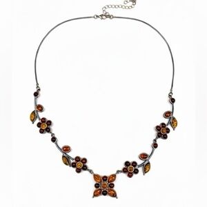 Vintage Amber Necklace sterling silver